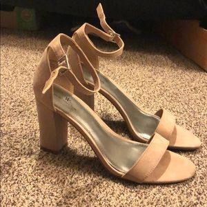 Light suede heels